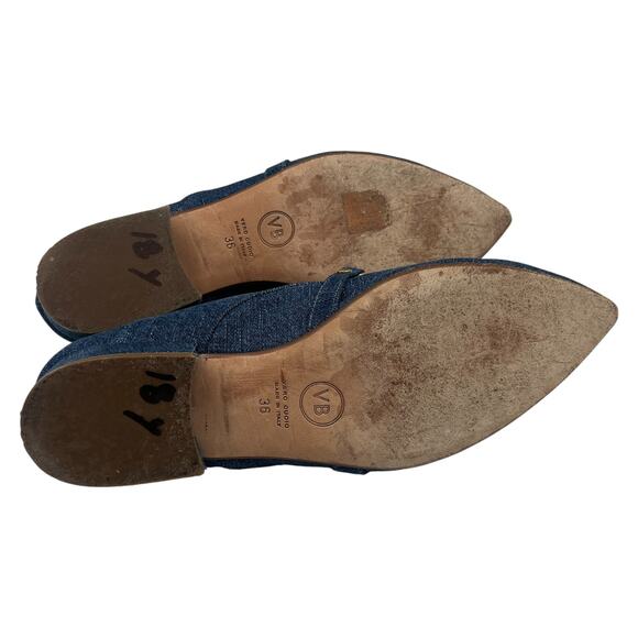 Veronica Beard Jaxon Chain Convertible Denim Pointed Toe Loafers Blue Sz 36 / 6 - Picture 6 of 7